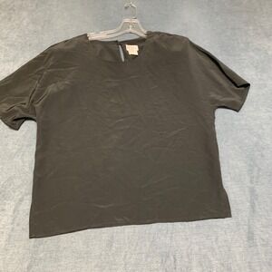 Regal Blouse Top Womens XL Black Side Slit Casual Short Dolman Sleeve Pullover